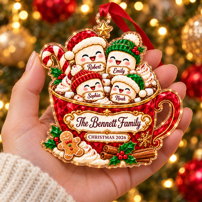 Personalized Hot Cocoa Christmas Acrylic & Glass Ornament