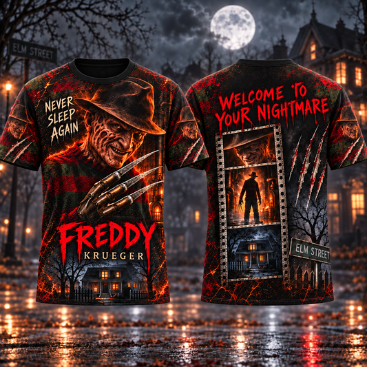 Halloween Freddy AOP T-Shirt Sweatshirt Hoodie