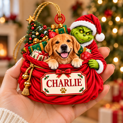 Personalized Custom Dog Photo Acrylic Ornament – Custom Name Holiday Gift