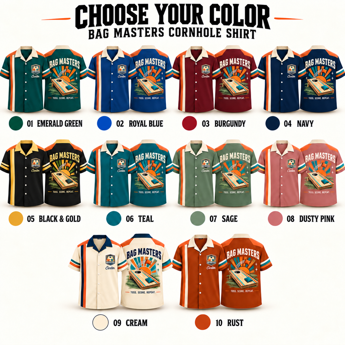 Custom Retro Cornhole Shirt | Personalized Team Name & Player Name