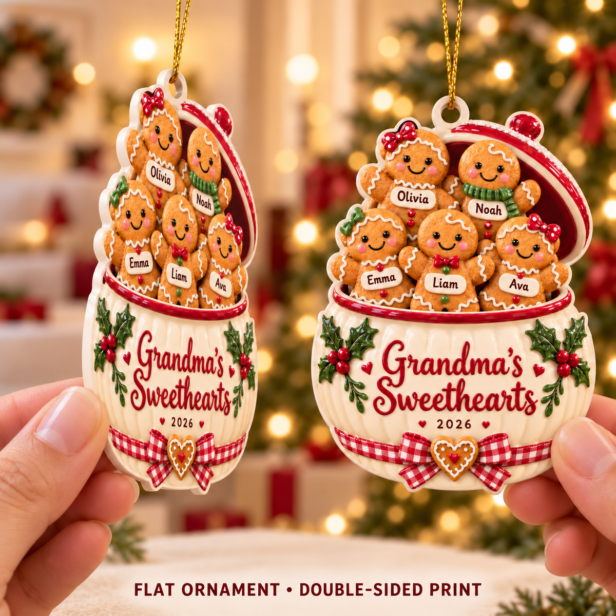 Personalized Custom Name Grandma's Sweethearts Acrylic Ornament – Custom Name Holiday Gift