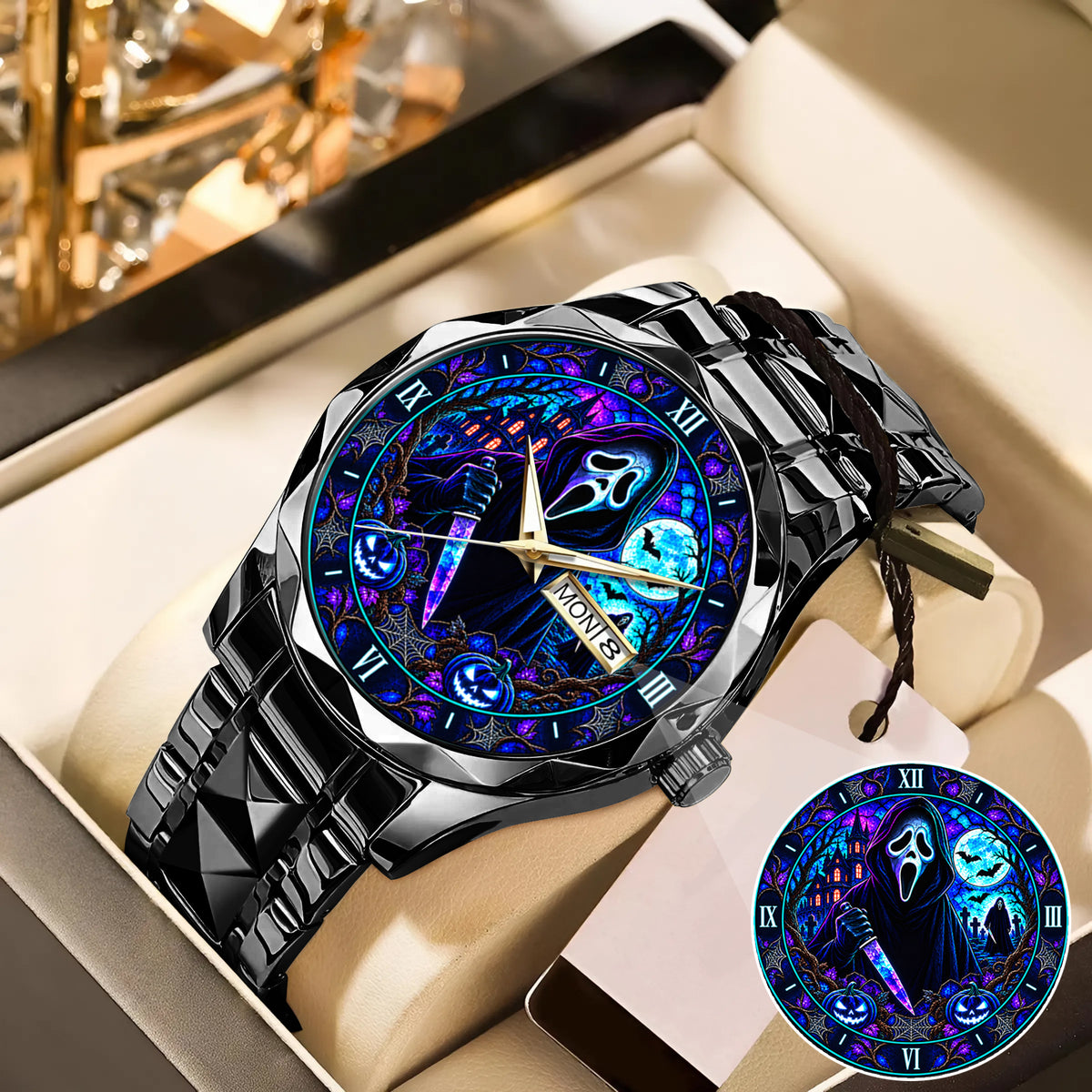 Halloween Neon Ghost Face Custom Watch