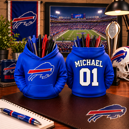 Buffalo Bills Personalized Hoodie Candy & Pen Holder – Custom Name & Number, 3D-Printed PLA