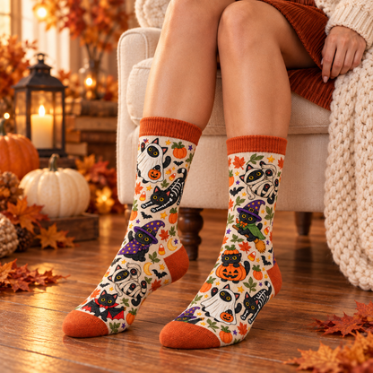 Halloween Custom Black Cats Spooky Season Socks