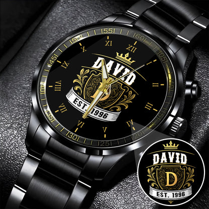 Personalized Name EST Watch for Him Dad Boyfriend