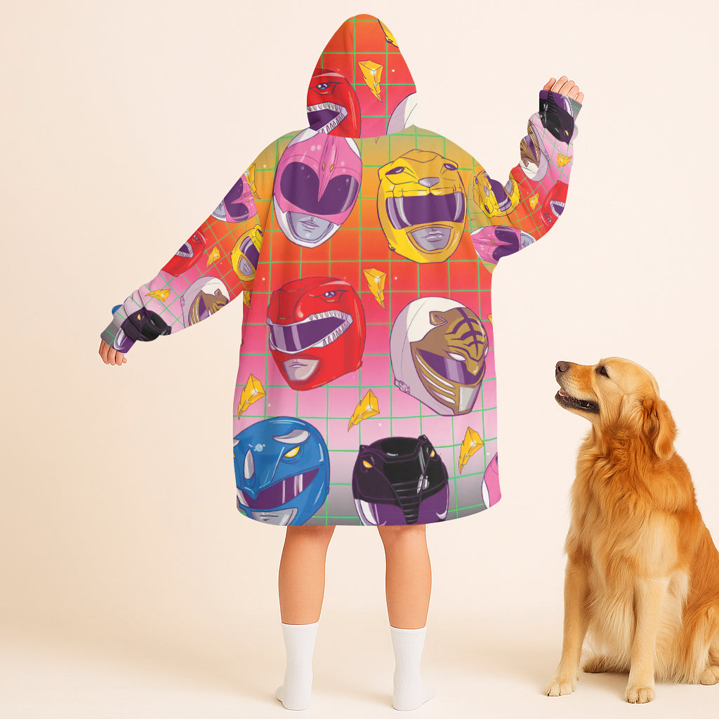 Mighty Morphin Power Rangers Helmet Seamless Pattern Custom Blanket Hoodie