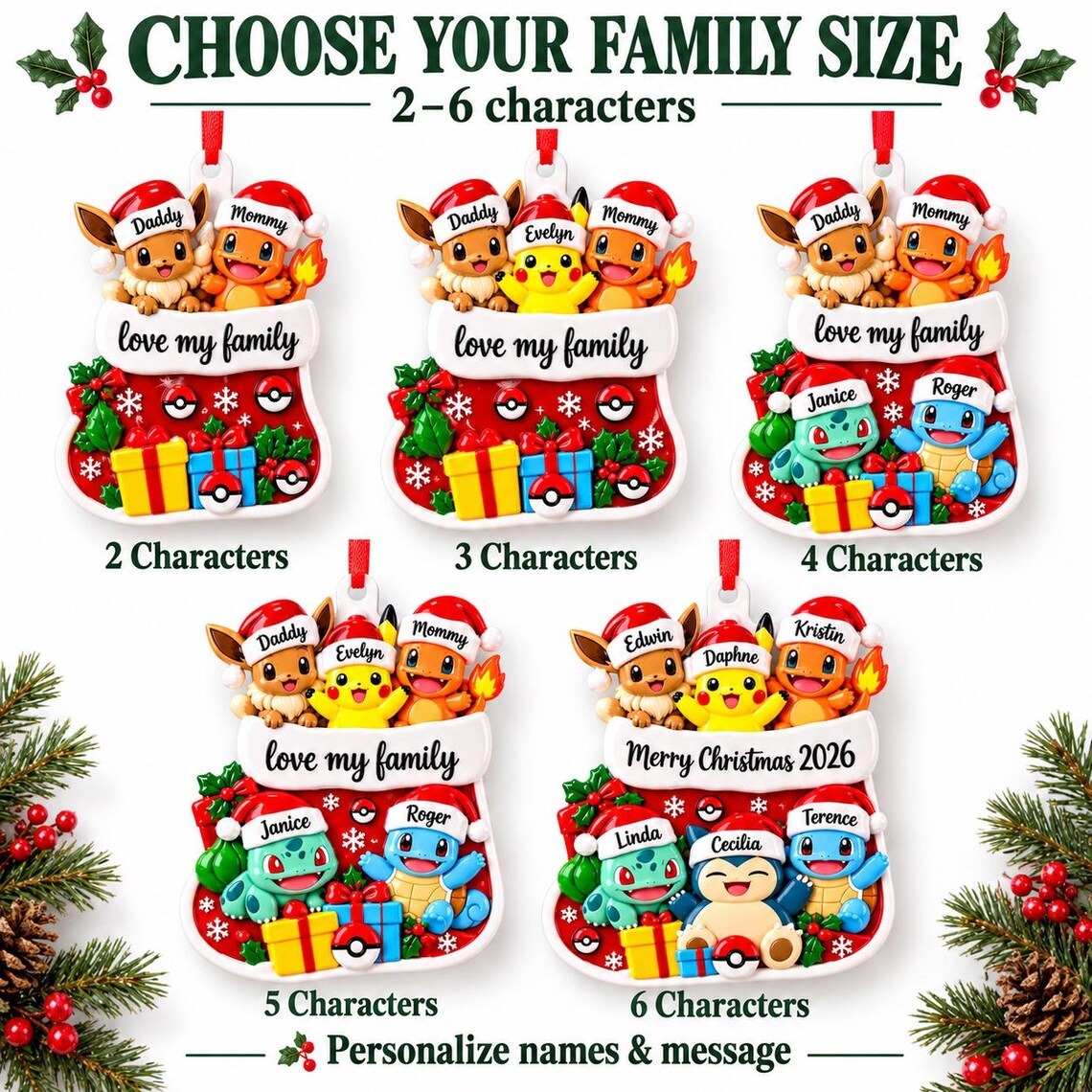 Personalized PKM Custom Name 2D Flat Acrylic Ornament