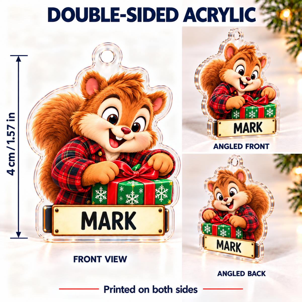 Personalized Squirrel Family Advent Calendar – 24 Acrylic Christmas Ornaments with Custom Names