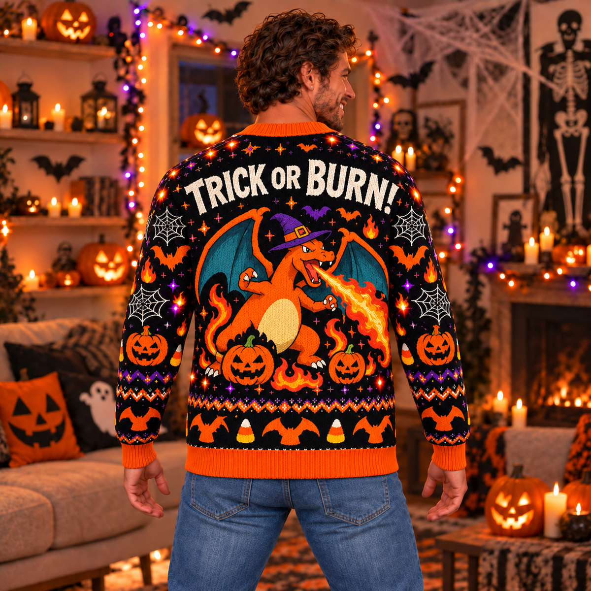 Halloween PKM Funny Trick Or Burn Ugly Sweatshirt