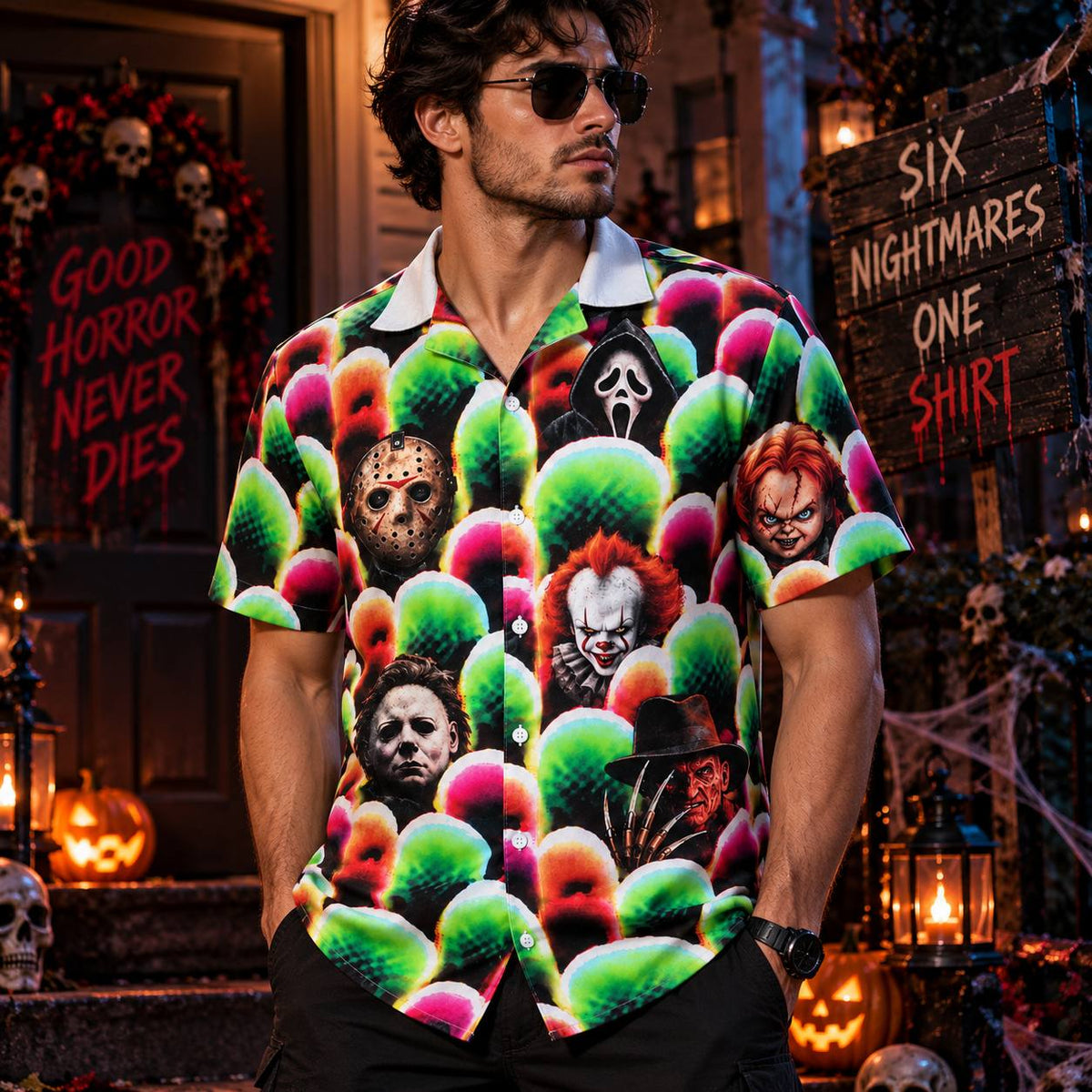 Halloween Horror Movie Character Hawaiian Shirt