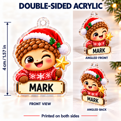 Personalized Nutty Family Advent Calendar – 24 Acorn Family Acrylic Ornaments with Custom Names, Christmas Gift