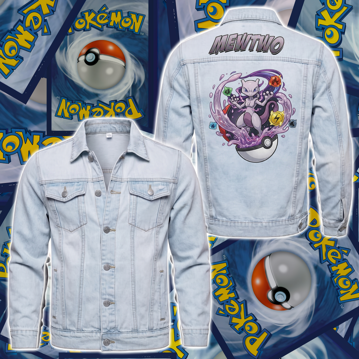 PKM Mewtwo Custom Lightweight Denim Jacket