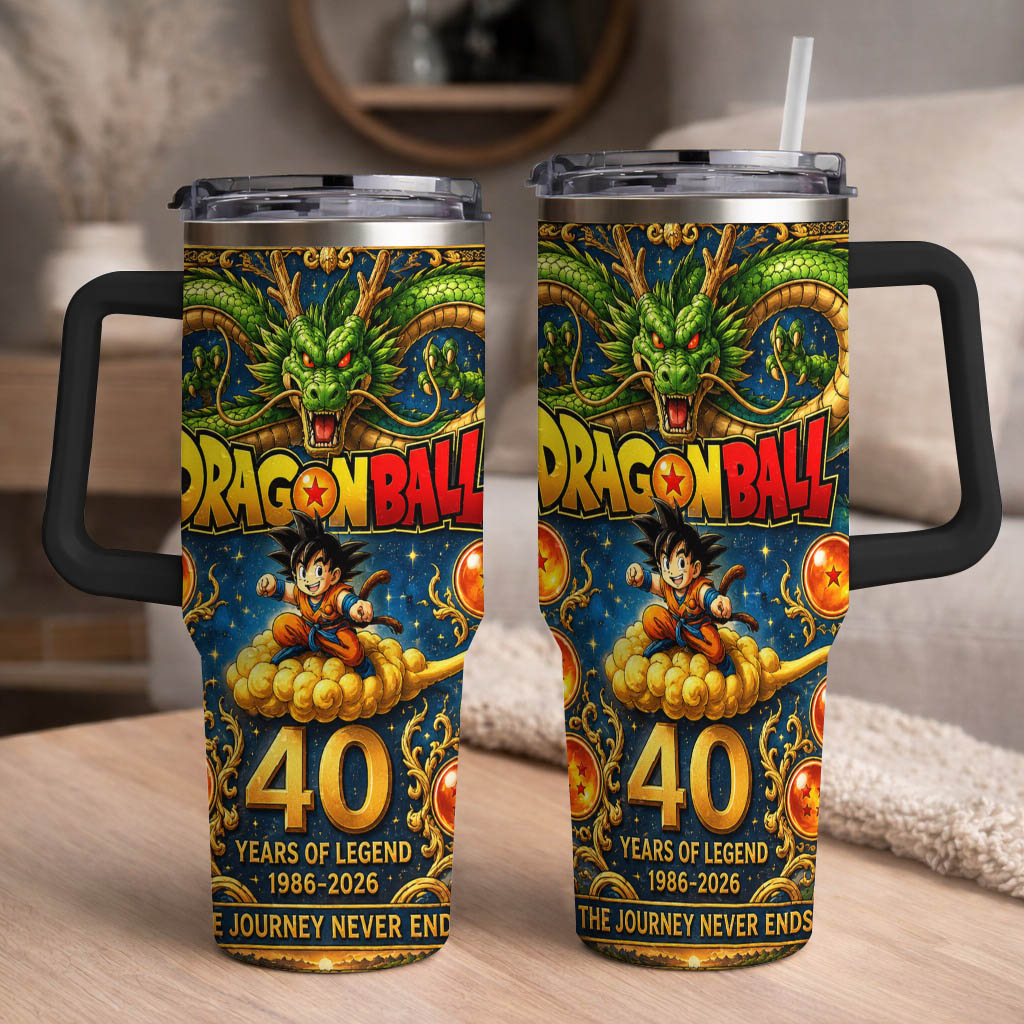Dragon Anime Legend 40th Anniversary Tumbler, 1986–2026 Adventure Inspired Travel Cup, Fantasy Dragon Stainless Tumbler With Handle
