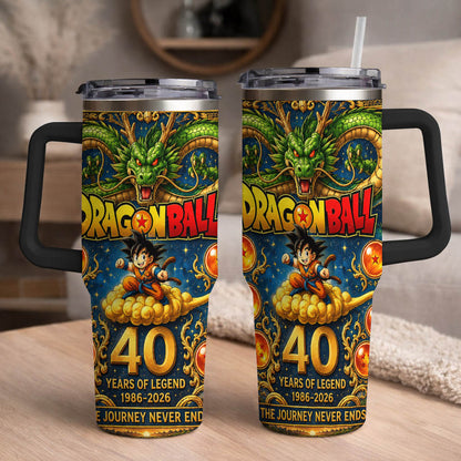 Dragon Anime Legend 40th Anniversary Tumbler, 1986–2026 Adventure Inspired Travel Cup, Fantasy Dragon Stainless Tumbler With Handle