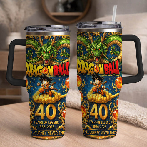 Dragon Anime Legend 40th Anniversary Tumbler, 1986–2026 Adventure Inspired Travel Cup, Fantasy Dragon Stainless Tumbler With Handle