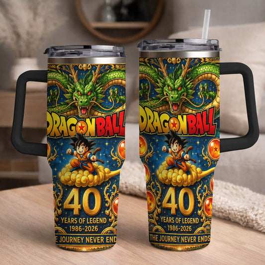 Dragon Anime Legend 40th Anniversary Tumbler, 1986–2026 Adventure Inspired Travel Cup, Fantasy Dragon Stainless Tumbler With Handle