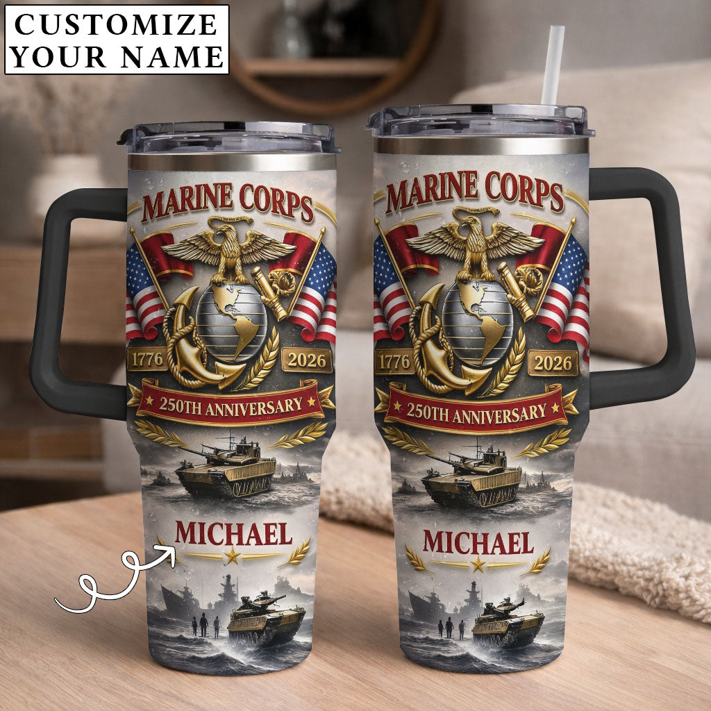 USA 250th Anniversary Marine Corps - Custom Name 40oz Tumbler