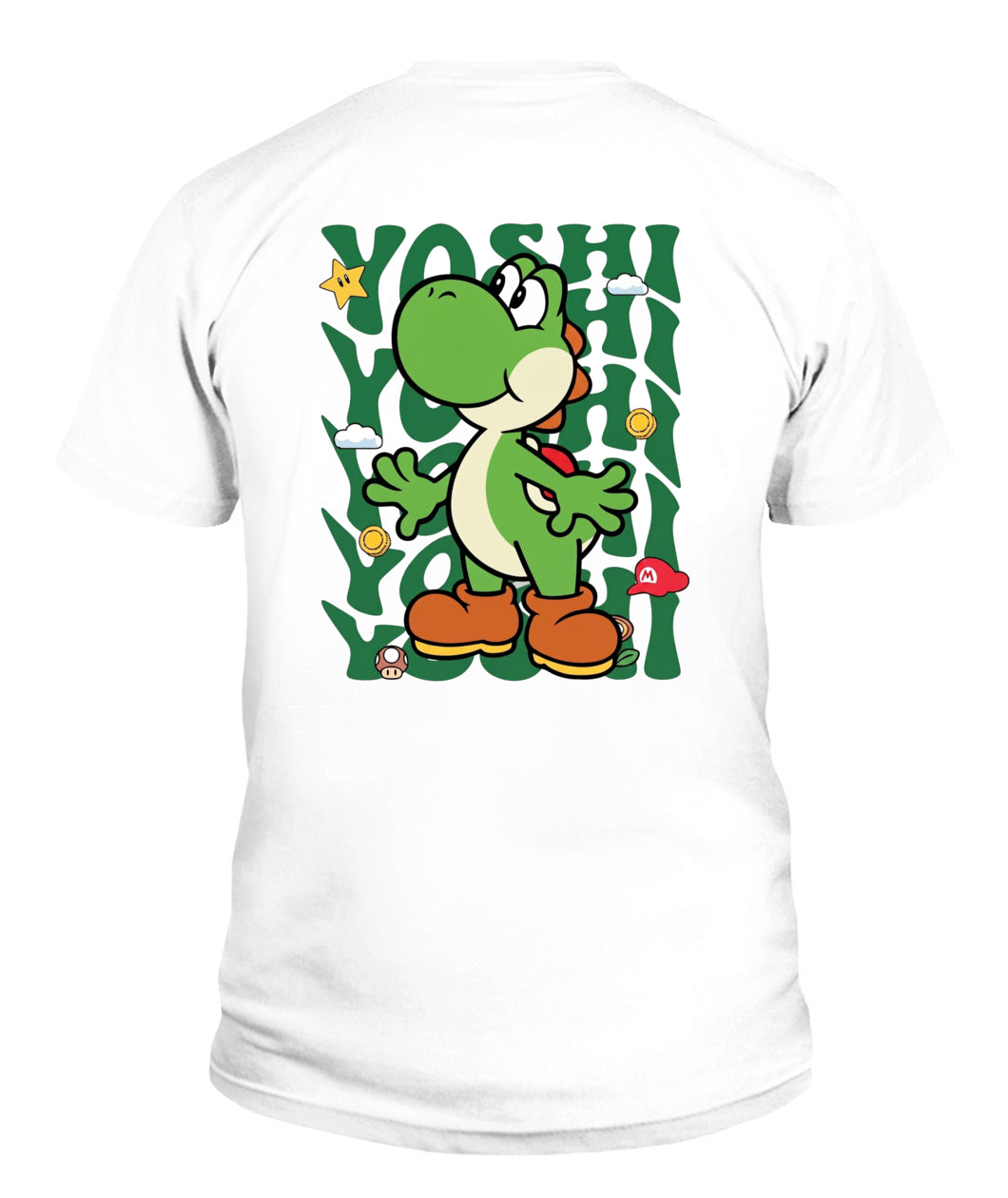 Classic Mario Yoshi Action 2-Side Printed Graphic Shirt