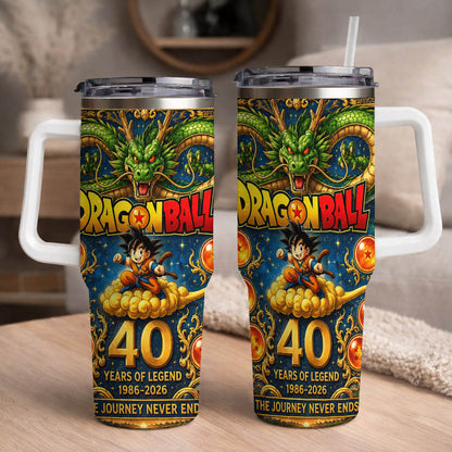 Dragon Anime Legend 40th Anniversary Tumbler, 1986–2026 Adventure Inspired Travel Cup, Fantasy Dragon Stainless Tumbler With Handle