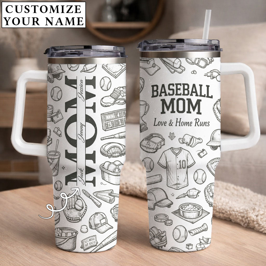 Baseball Mom Love And Home Runs - Personalized 40oz Tumbler
