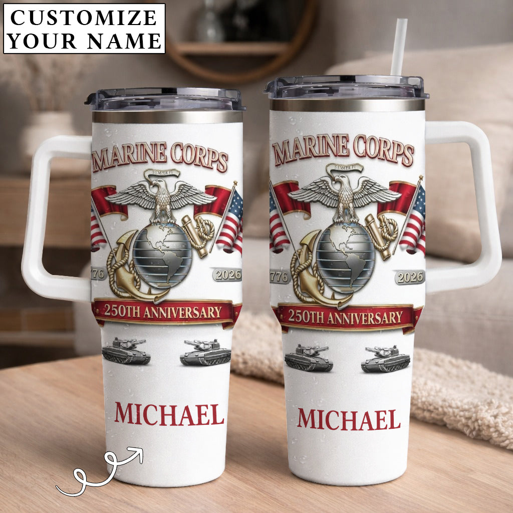 USA 250th Anniversary Marine Corp - Custom Name 40oz Tumbler