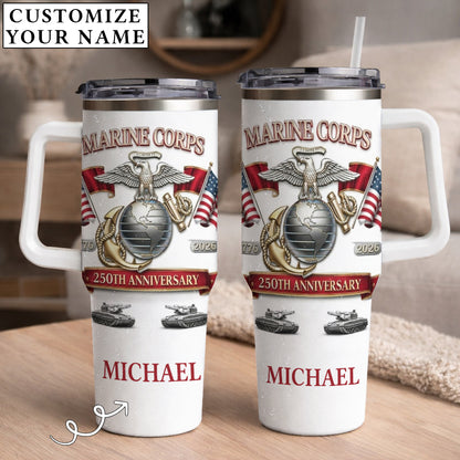 USA 250th Anniversary Marine Corp - Custom Name 40oz Tumbler