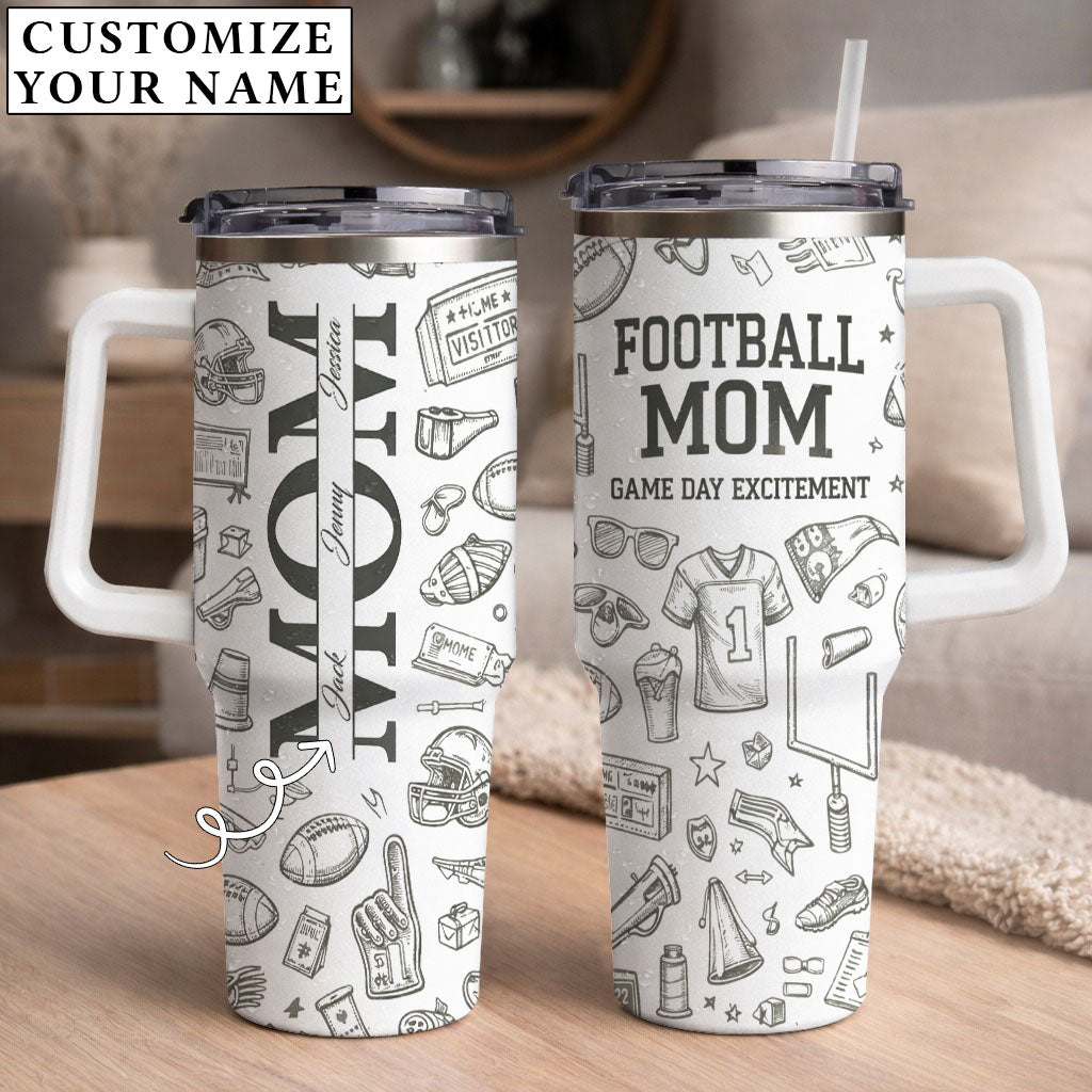 Football Mom Game Day Excitement - Personalized 40oz Tumbler