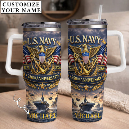 USA 250th Anniversary U.S. Navy - Custom Name 40oz Tumbler