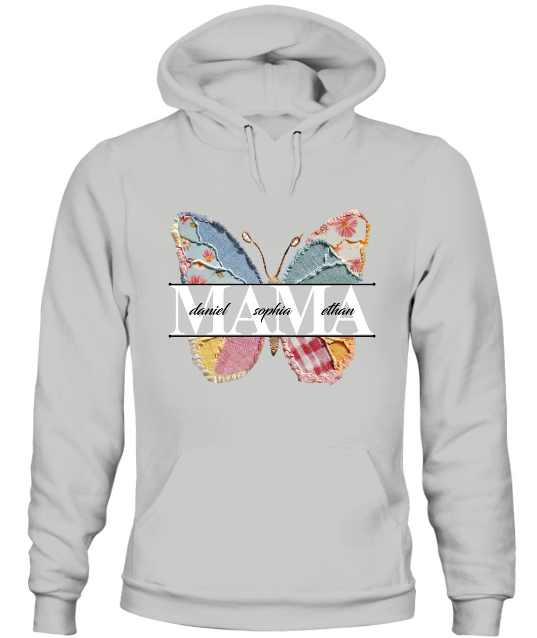 Personalized Butterfly Mama Grandma Nana Custom  Faux 3D Patchwork T-Shirt Hoodie Sweatshirt