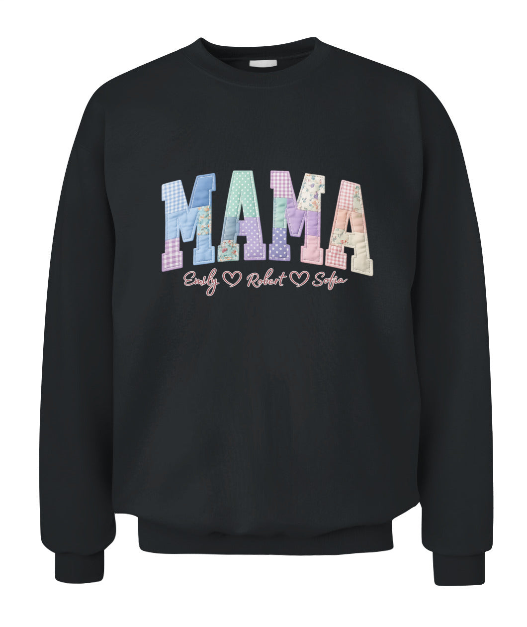 Personalized Mama Gigi Grandma Custom  Faux 3D Patchwork T-Shirt Sweatshirt