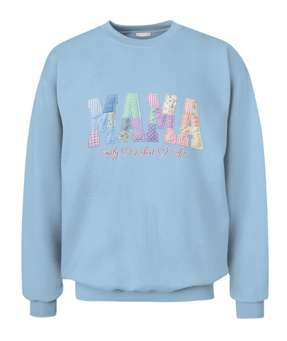 Personalized Mama Gigi Grandma Custom  Faux 3D Patchwork T-Shirt Sweatshirt