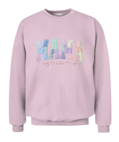 Personalized Mama Gigi Grandma Custom  Faux 3D Patchwork T-Shirt Sweatshirt