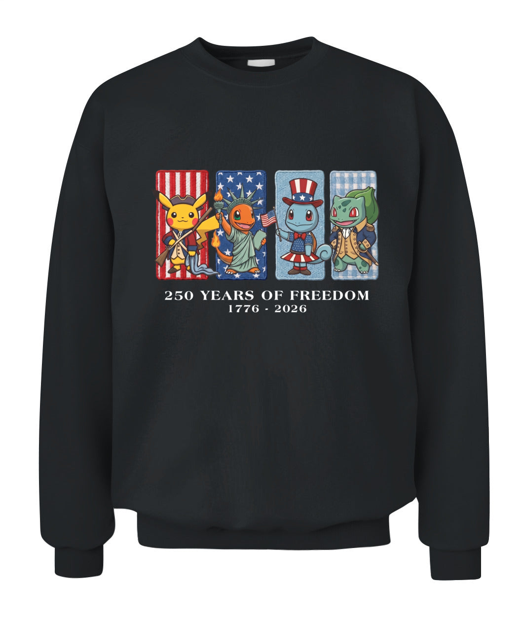 Pokemon 250 Years of Freedom 1776–2026 Patriotic Printed Graphic Quarter-Zip Sweatshirt, Hoodie Sweatshirt T-Shirt