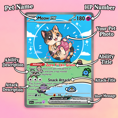 Personalized Pet Dog Cat Trading Card Extended Art Fleece Blanket – Custom Photo, Name & Details