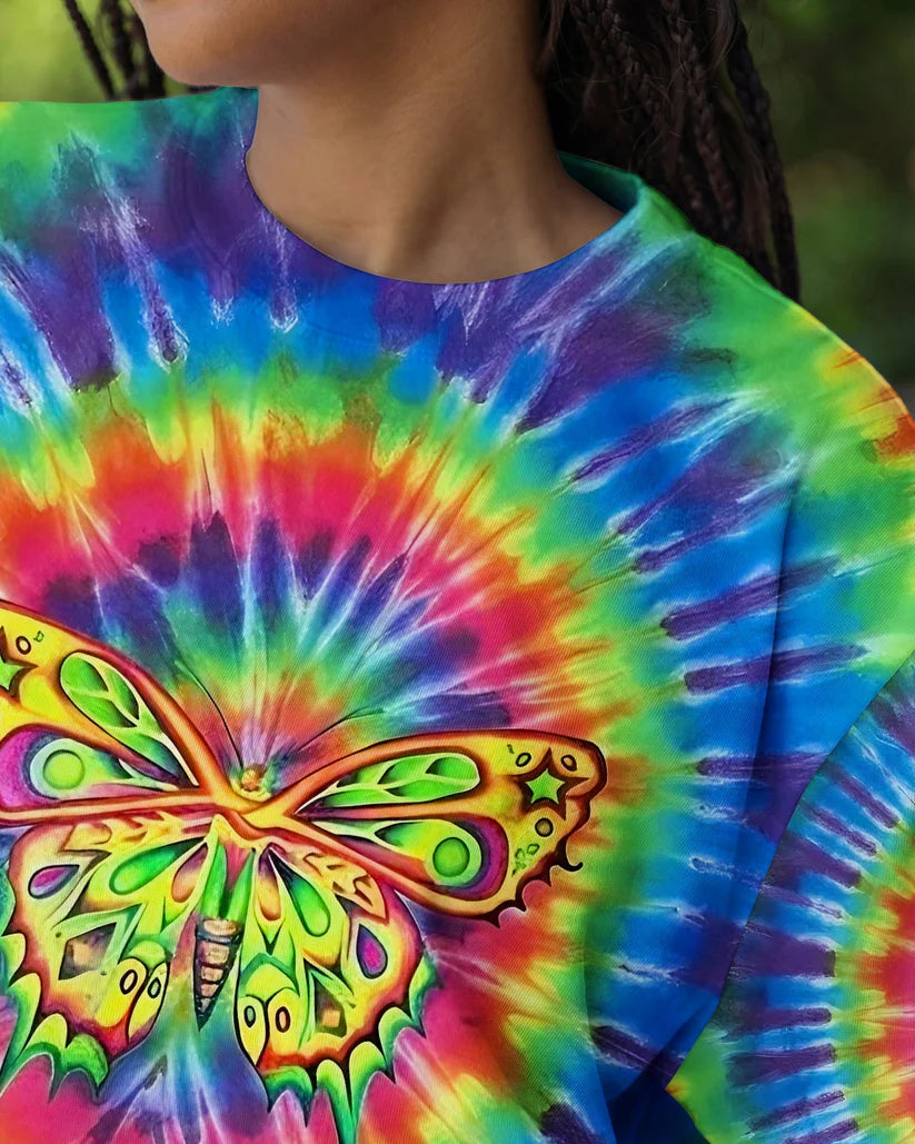 Rainbow Swirl Butterfly Printed Hoodie Sweatshirt T-Shirt