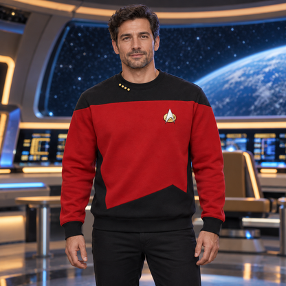 Star Trek Inspired Command Uniform T-Shirt, Red and Black Captain Style