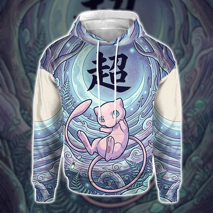 Anime PKM Mew Japanese Kanji Aesthetic All Over Printed Sweatshirt Hoodie Zip Hoodie T-Shirt