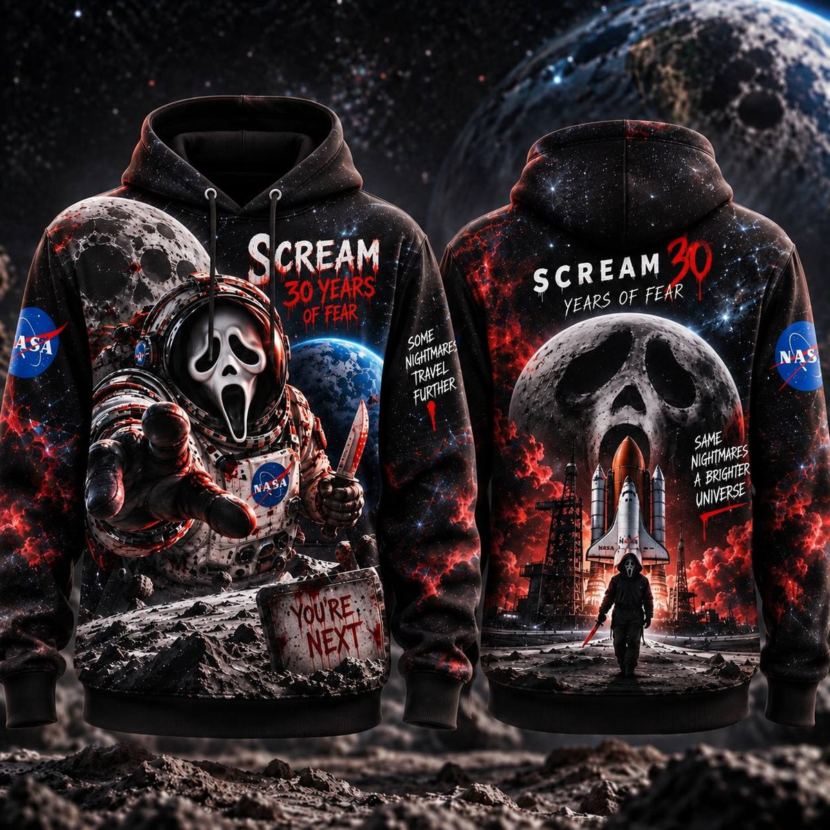 Halloween Scream Out Space AOP T-Shirt Sweatshirt Hoodie