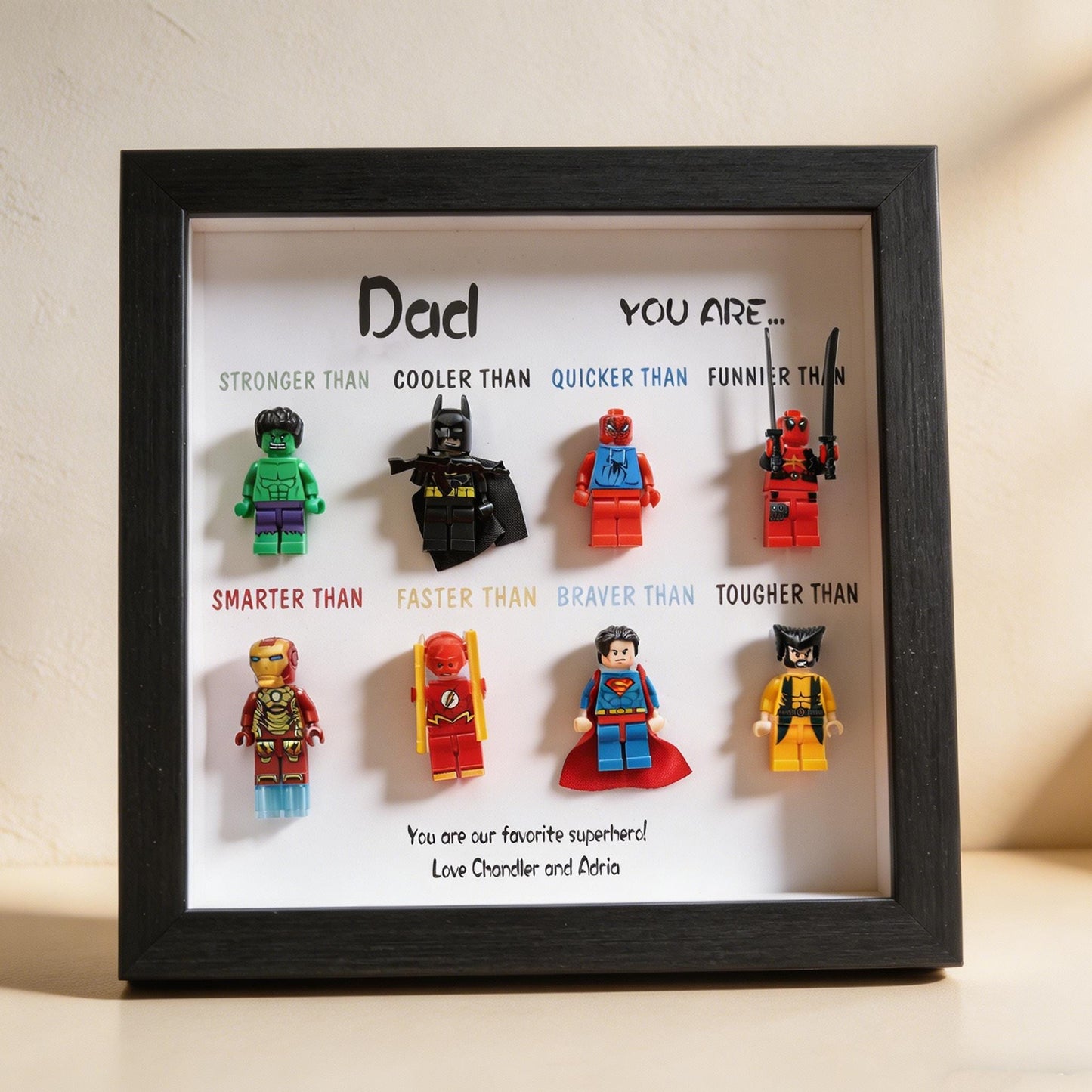 Personalized Superhero Minifigure Frame Best Dad Gift