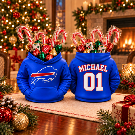 Buffalo Bills Personalized Hoodie Candy & Pen Holder – Custom Name & Number, 3D-Printed PLA