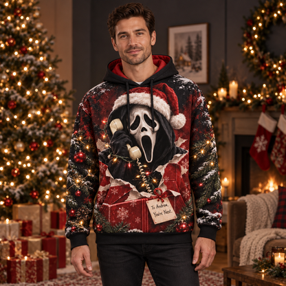 Personalized Your Name Christmas Scream AOP T-Shirt Sweatshirt Hoodie