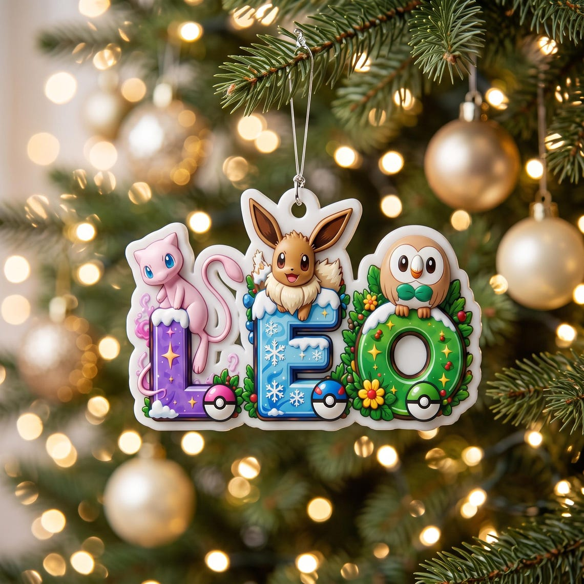 Personalized PKM Custom Name 2D Flat Acrylic Ornament