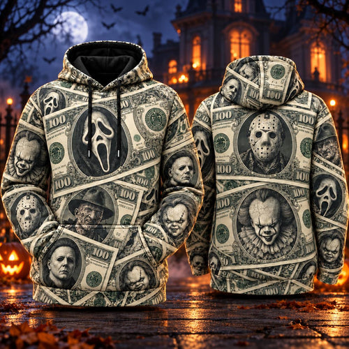 Halloween Movie Characters Money AOP T-Shirt Sweatshirt Hoodie