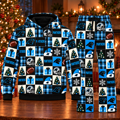 Personalized Panthers Christmas Sweatshirt and Lounge Pants