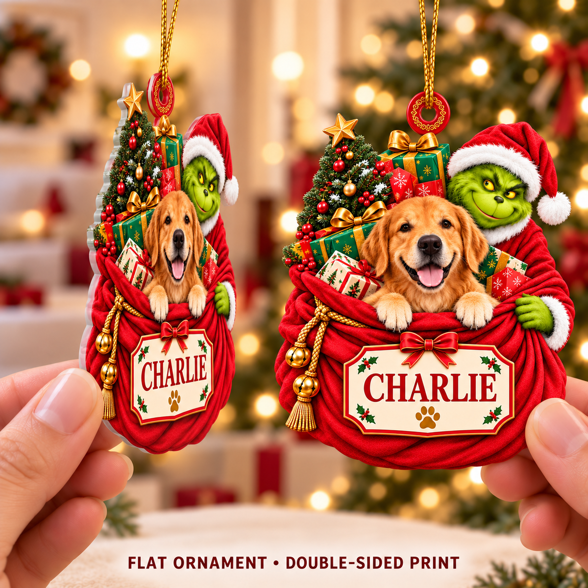 Personalized Custom Dog Photo Acrylic Ornament – Custom Name Holiday Gift
