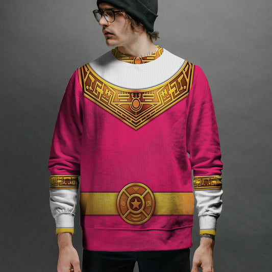 Pink Power Rangers Zeo Ugly Christmas Custom Imitation Knitted Sweatshirt