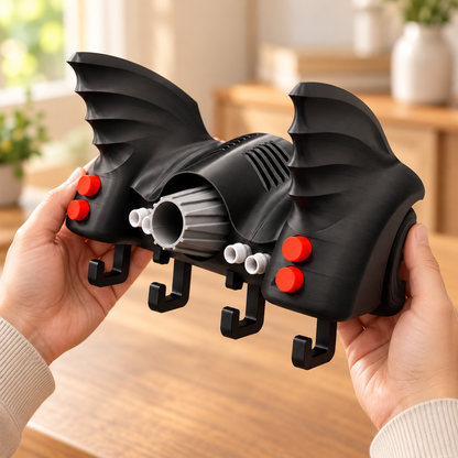Batmobile Key Holder, Back to the Future Inspired Wall Key Rack, 3D Printed Car Key Holder
