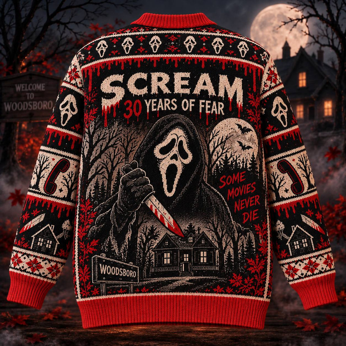 Halloween Scream 30th Anniversary Ugly Cardigan