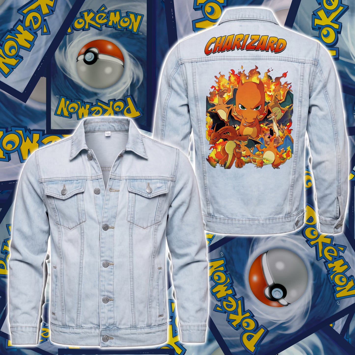 PKM Charizard Custom Lightweight Denim Jacket