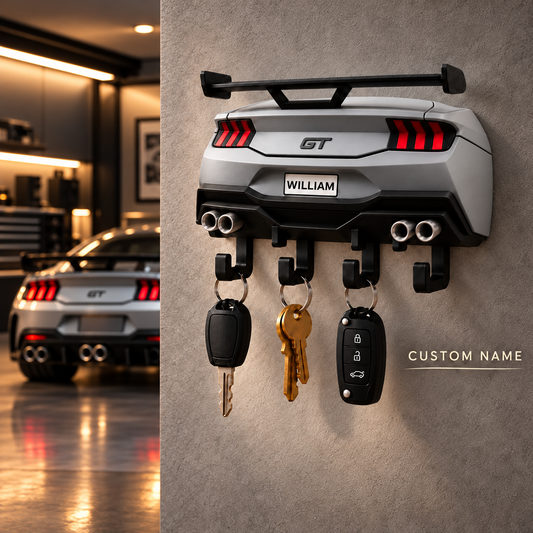 Mustang Key Holder, Back to the Future Inspired Wall Key Rack, 3D Printed Car Key Holder